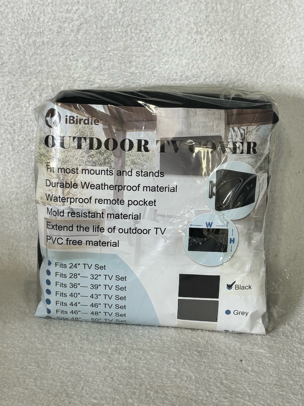 iBirdie Outdoor TV Cover — Black Weatherproof Protection